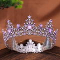 Vintage purple crystal crown tiara with dark alloy and rhinestone baroque details - Purple Style (Color 5)