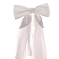 Elegant white satin bow wedding veil with double-layer soft tulle for bridal accessories - Large Satin Bow Multi Layer Veil (Style 7)