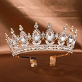 Baroque gold tiara crown with pear-shaped crystals and vintage rhinestone embellishments - Gold Hair Comb Style