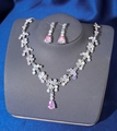Elegant silver bridal jewelry set with AB colorful rhinestones and teardrop stones - Silver AB