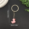 Pink resin duck keychain with silver ring shown with measurements 7.6cm by 3cm - Pink (LS45)