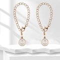 Golden keychain chain with lobster clasp featuring a round white enamel letter O pendant - Round Enamel Letter Cup Charm / Letter O