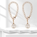 Golden chain accessory with letter T charm and lobster clasp for cups and bags - Round Enamel Letter Cup Charm / Letter T