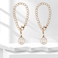 Golden cup chain with letter U pendant and lobster clasp for bags and keychains - Round Enamel Letter Cup Charm / Letter U