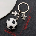 Portachiavi pallone da calcio con ciondolo I Love Soccer e maglia su sfondo in pelle - Stile Maglia da Calcio Nero Bianco (ER1533)
