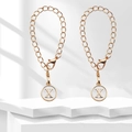 Golden letter X charm pendant on a round link chain with lobster clasp accessory - Round Enamel Letter Cup Charm / Letter X