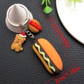 Niedlicher Hot-Dog Schlüsselanhänger mit Bärenanhänger und weichem Gummimaterial - Bär Hotdog Stil (ER1529) / Orangegelb