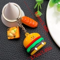 Süßer Hamburger und Brot Schlüsselanhänger aus Weichgummi mit realistischen Texturen und Gesichtern - Hamburger Baguette Stil (ER1528) / Orange