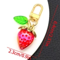 Cute strawberry bag charm with green leaves and golden D-ring clasp, 2.51 inches tall - Solid Red Strawberry (ER1704)