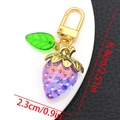 Cute purple gradient strawberry keychain with sparkling rhinestones and gold leaf clasp - Transparent Purple Strawberry (ER1705)