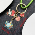 Golden keychain with red carnation, butterfly and Happy Mother's Day heart charm - Butterfly Mother's Day Heart Style (ER1547)