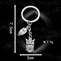 Antique silver owl keychain with double pendants and dimensions displayed on dark background - Antique Silver Owl (LS01)