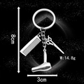Barber theme silver keychain featuring miniature comb, scissors and hair dryer charm - Antique Silver Hairdresser Kit (LS02)