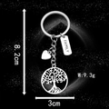 Antique silver Tree of Life keychain with heart and Family tag on a black background - Antique Silver Tree Family (LS05)
