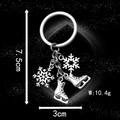 Ice skate and snowflake keychain in antique silver finish with size dimensions 7.5cm - Antique Silver Skates Snowflake (LS06)