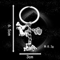 Silver dog theme keychain with bone and dachshund charms on a black star background - Antique Silver Dachshund (LS66)