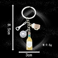 Antique silver beer bottle and mug keychain set with enamel charms and opener - Beer Bottle Opener (LS67)