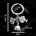 Silver metal keychain with lotus tree of life and elephant charms size 6.5cm 8.5g - Silver Elephant Lotus (LS70)