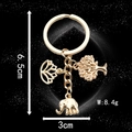 Golden lotus, tree of life and elephant charm keychain with 6.5cm height and 8.4g weight - Gold Elephant Lotus (LS71)