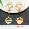 Cartoon panda keychain pendant in gold finish with enamel bamboo leaves and 8.6cm length - Back View Mother and Baby Panda (ER1061)