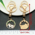 Golden panda keychain with enamel bamboo design shown in front and back view - Piggyback Mother and Baby Panda (ER1063)