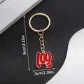 Porte-clés doré avec un pendentif émaillé rouge et blanc motif emoji de 100 points - Porte-clés Émail 100 Points (ER651)