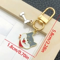 Cute cartoon husky dog keychain with bone charm and gold lobster clasp for bags - Gray Dog Head with Scarf (LS359)