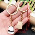 Set portachiavi panda in metallo smaltato e placcato oro con misura di 7,7 cm - Stile Panda Fiore (ER1046)
