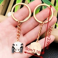 Cute panda keyring with bamboo charm and gold finish chain, 7.6cm length accessory - Handstand Panda Style (ER1028)