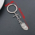 Detailed view of antique silver medical keychain with stethoscope heart and ECG charm - Antique Silver Medical Heart (ER2158)