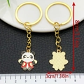Porte-clés panda chinois en costume Tang rouge avec émail doré, hauteur de 8 cm - Panda Gilet Rouge Chinois Blanc en Émail