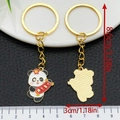 Cute panda metal keychain with traditional scroll and gold-tone finish charm accessory - Enamel White Chinese Style Auspicious Panda