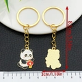 Cute panda keychains in gold metal with red Fu lantern and enamel finish, 8.5cm length - Enamel White Chinese Style Lantern Panda Type 1