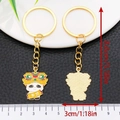 Panda lucky keychain with lion dance design and gold finish for backpacks - Ruyi Panda (ER1016)