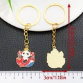Cartoon panda keychain with red koi fish charm and golden metal ring 8.5cm length - Year of Abundance Panda (ER1017)