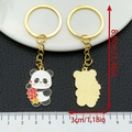 Cute enamel panda keychain with red lantern design and gold back for festive bag decor - Enamel White Chinese Style Firecracker Panda