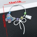Y2K resin keychain featuring iridescent butterfly, gummy bear and letter beads charm - White Style (ER2094)