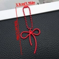 Red spray painted alloy ribbon bow pendant with matching beaded chain accessory - Red (ER2098)