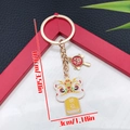 Cartoon China Löwentanz Schlüsselanhänger aus Goldmetall mit Glücksbringer und Anhänger - Gelber Segenslöwe (ER2153)