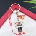 Traditional red dancing lion keychain with Kaiyun charm and fortune bag pendant decoration - Black Good Luck Lion (ER2154)