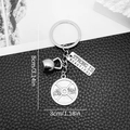 Portachiavi fitness argento con ciondoli a manubrio e incisione motivazionale chic - Stile Kettlebell Disco Bilanciere Strong Is Beautiful (LS27)