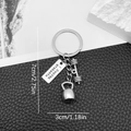 Silver fitness keychain with barbell kettlebell and I Choose Strength plate - Kettlebell Barbell I Choose Strength Style (LS31)