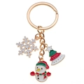 Porte-clés de Noël avec pendentifs en émail représentant bonhomme de neige et sapin - Style Bonhomme de Neige Flocon et Sapin de Noël en Émail (ER815)