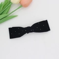 Elegante pinza para el pelo con doble lazo de terciopelo negro y brillantes diamantes - Negro