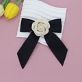 Elegante broche de lazo de satén negro con flor de camelia blanca para trajes y jerseys - Lazo de Camelia Corto de Satén (02#)
