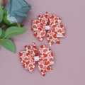 Pair of grosgrain ribbon hair bows with red heart patterns for Valentine's Day decor - Heart Polka Dot Style (03#)