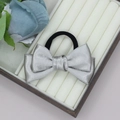 Chouchou élégant en satin argenté avec nœud papillon dans une boîte cadeau à bijoux - Argenté
