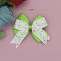 Détail d'un bandeau à nœud de 11cm en ruban gros-grain vert avec motifs à pois - Pince à Cheveux Nœud Imprimé Patchwork Vert Clair (10#)