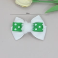 Lazo para el pelo trébol verde San Patricio 10cm con pompón blanco para niñas - Estilo de Lazo con Pompon / N.º 01
