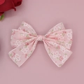Eleganter rosa Chiffon-Haarclip für Mädchen mit stilvollem Kirschblütenmuster für Kinder - Rosa